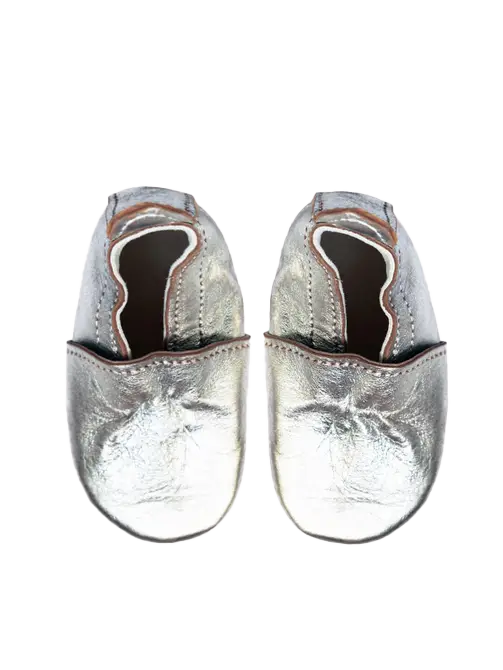 Baby Leather Slipper Shoes | Silver