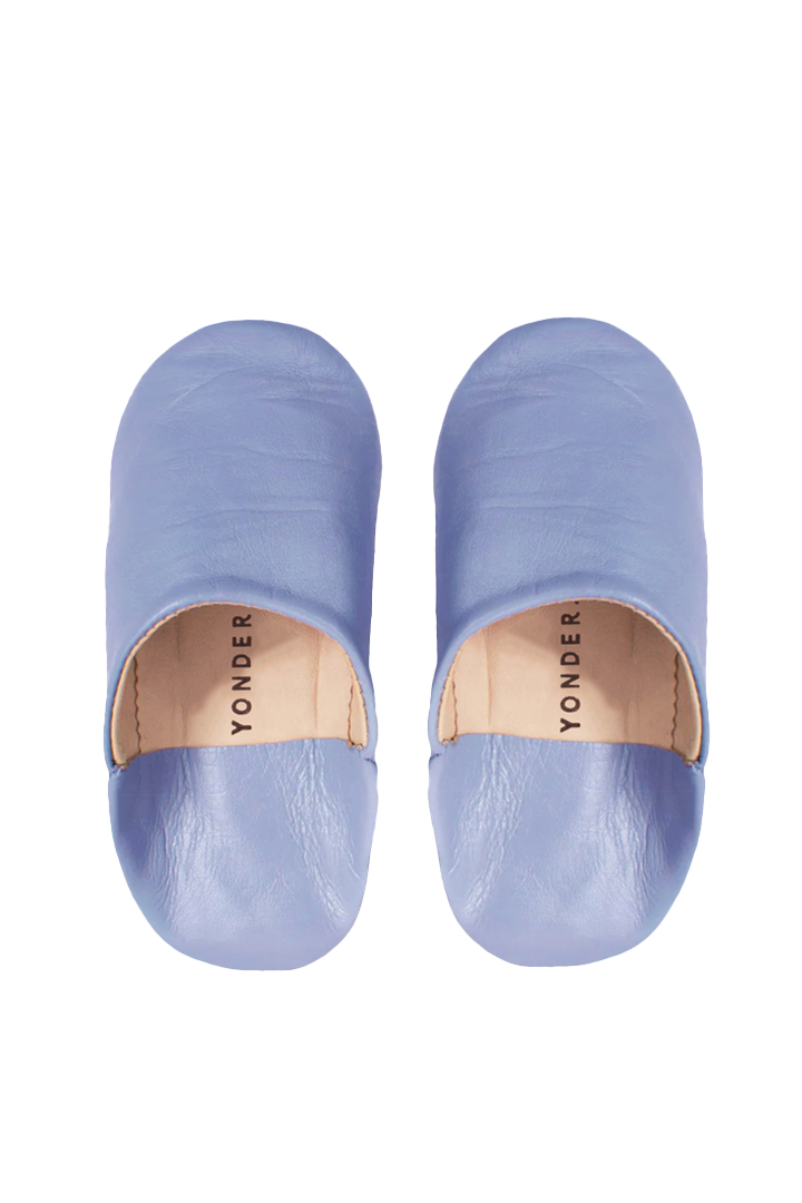 Junior Leather Babouche | Cornflower