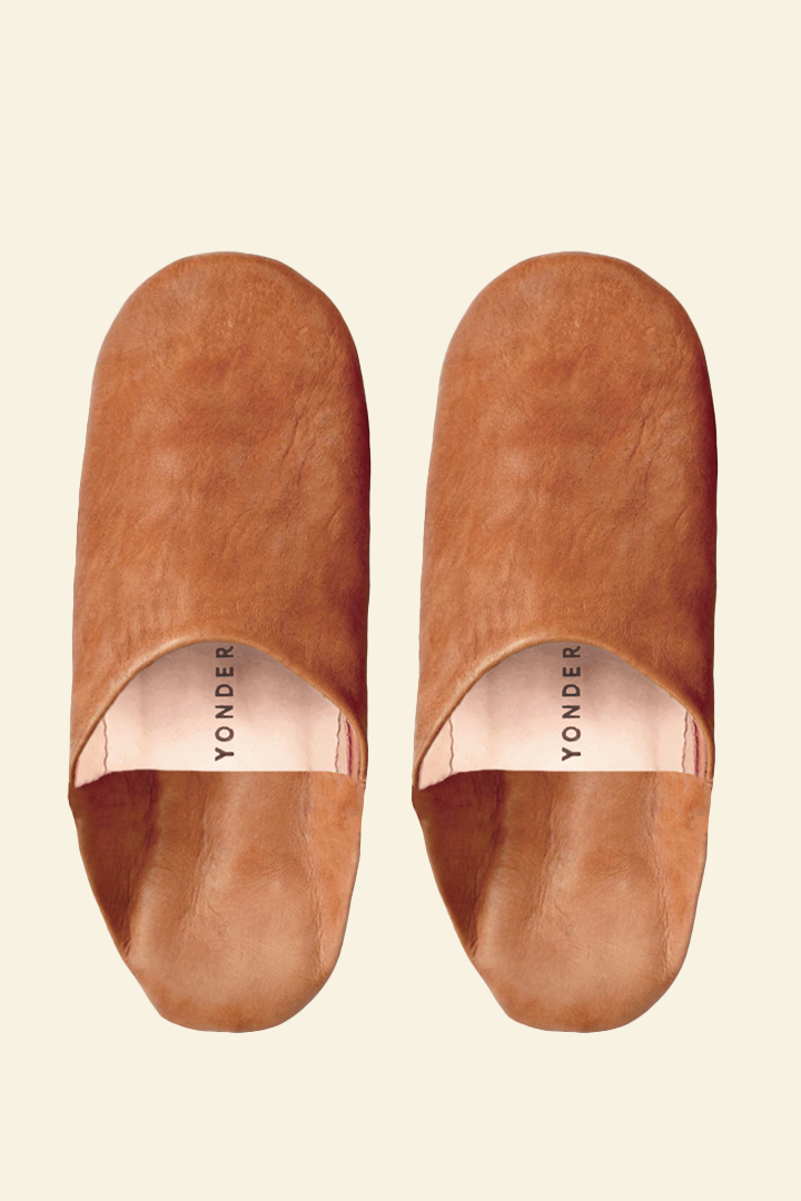 Leather Babouche Slippers | Toffee