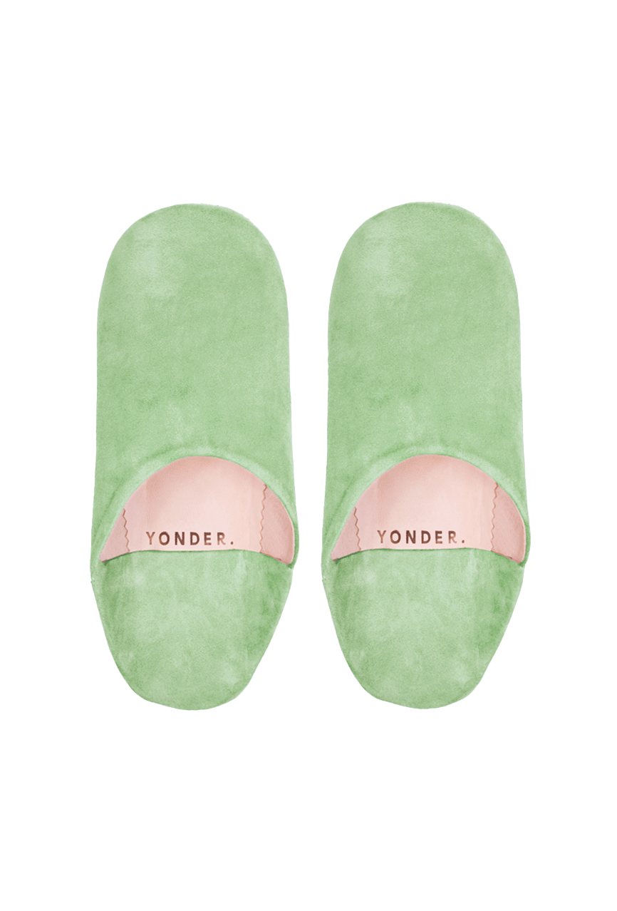 Suede Babouche Slippers | Lime