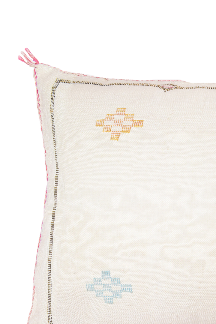 XL Cactus Silk Cushion Pouffe| Whites