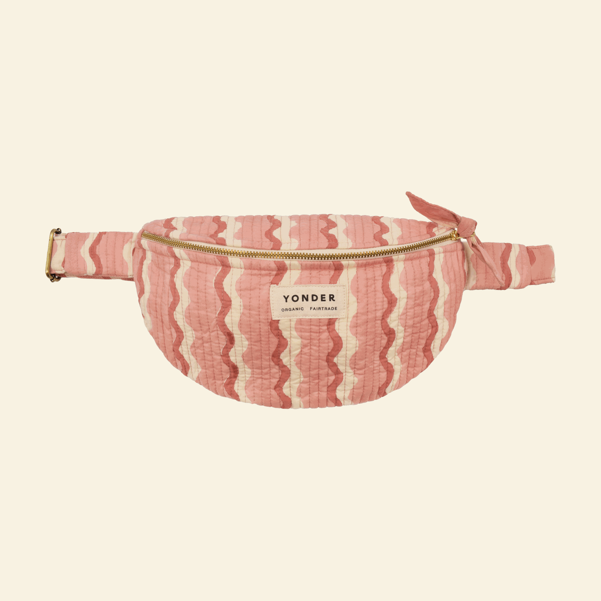 Cotton quilted bumbag, Wiggle Floss, on cream