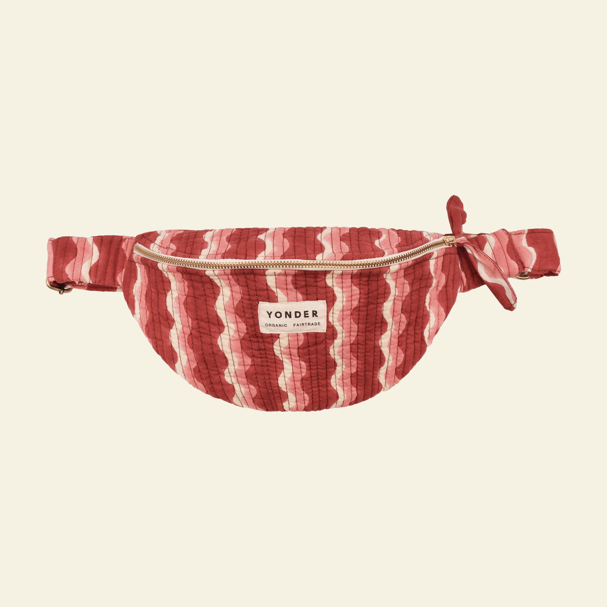 Cotton quilted bumbag, Whirly Jam, on cream
