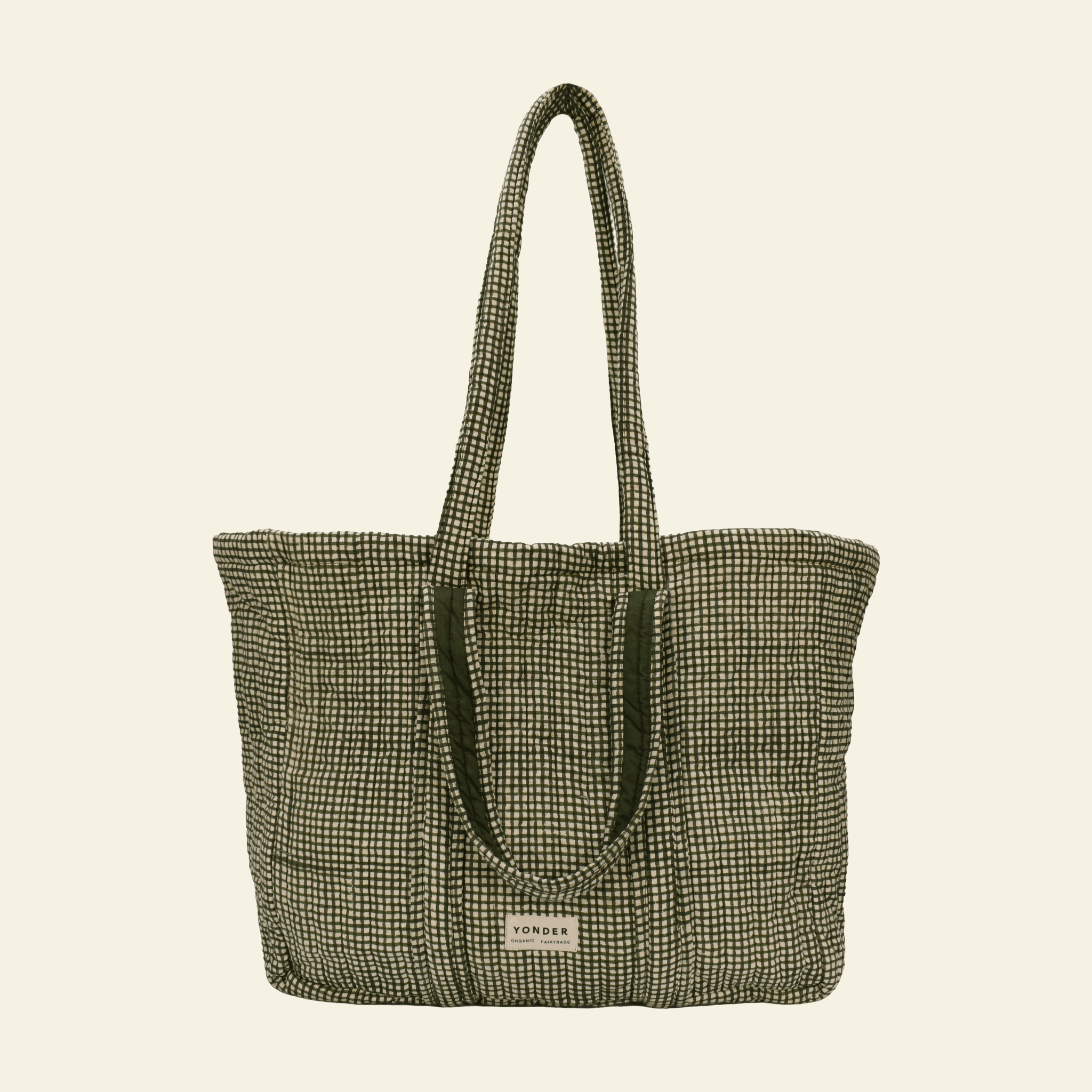 Quilted carry all, Cosmic Fern, on cream