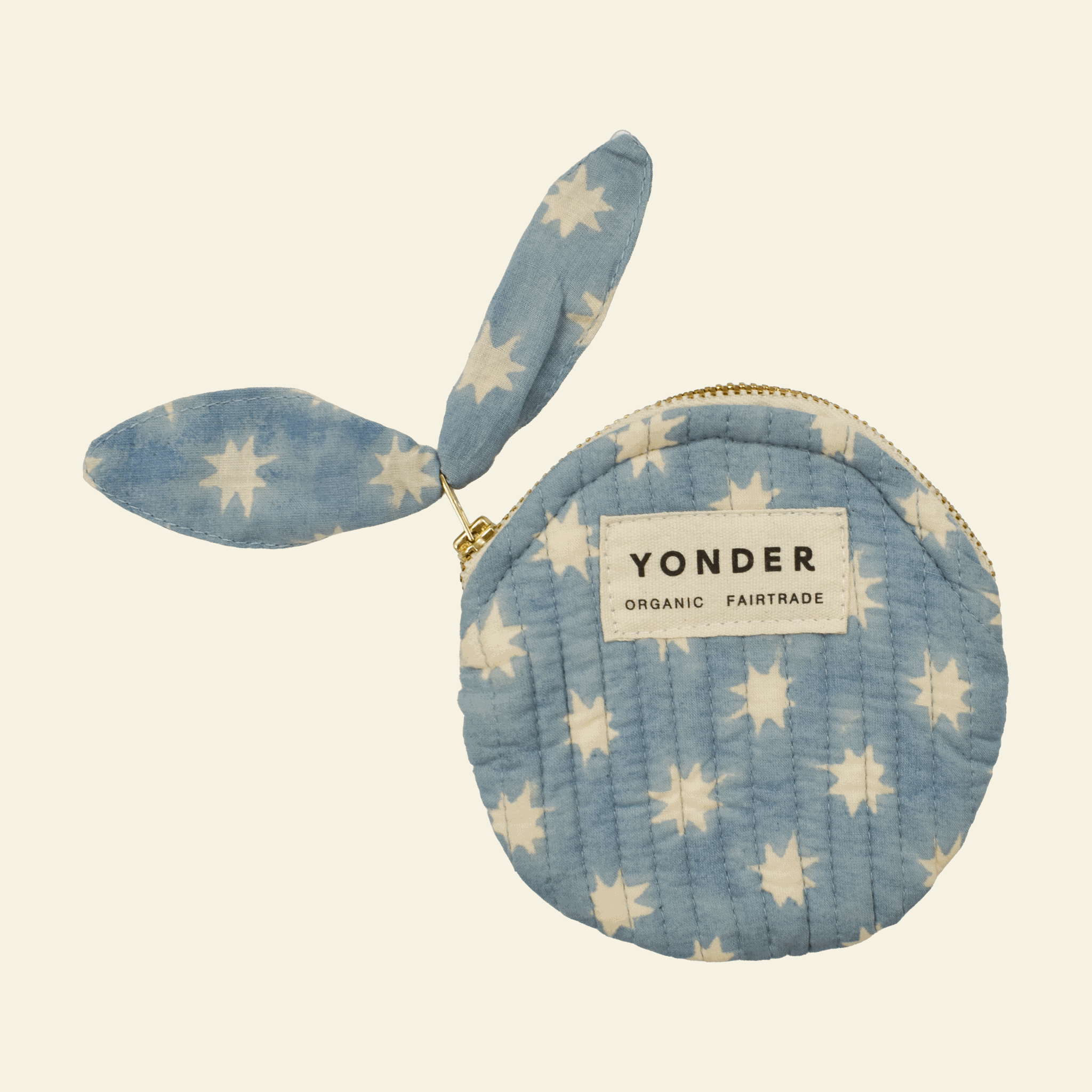 Quilted coin purse, Cosmic Sky, on cream