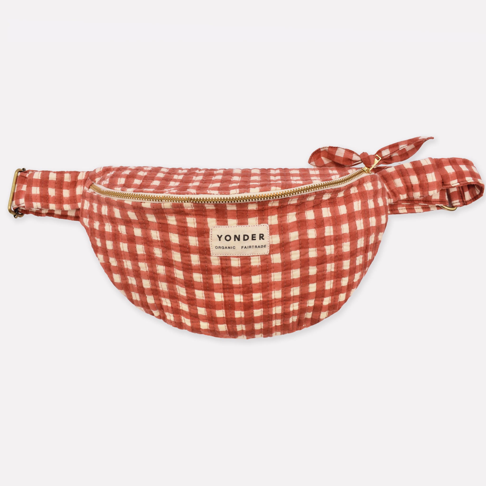 Cotton Quilted Bumbag | Gingham | Ginger