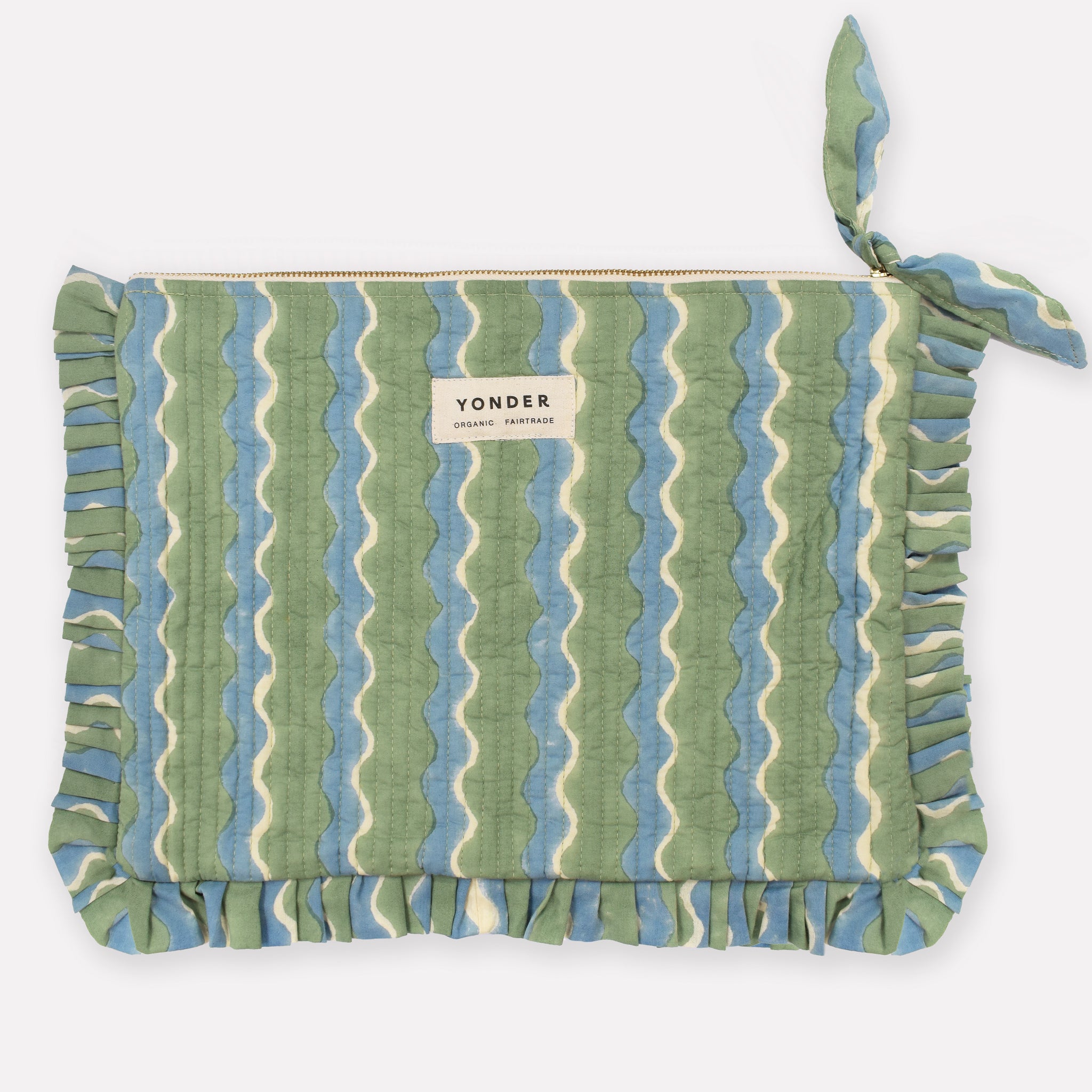 Quilted Frill Pouch | Whirly | Sage