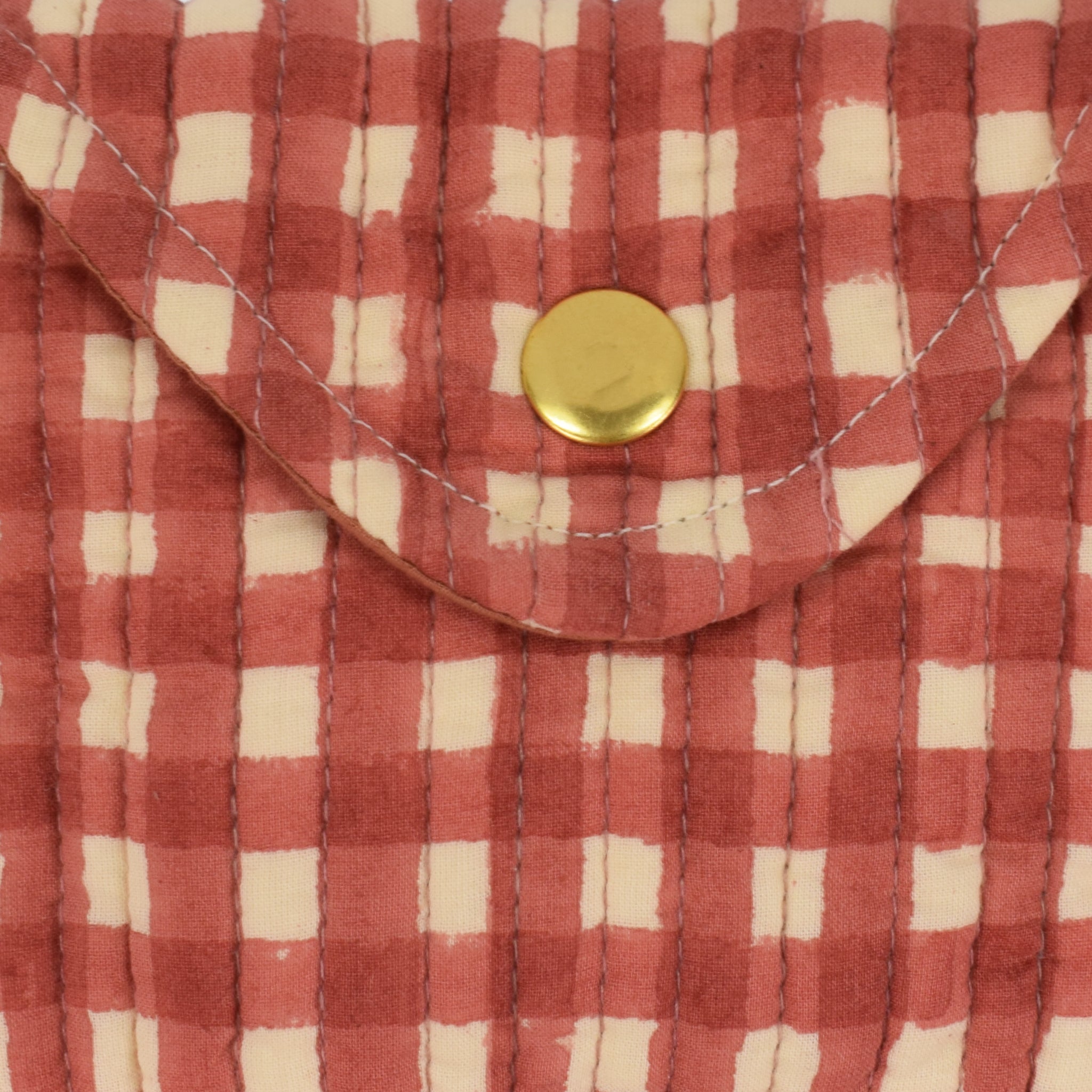 Quilted Popper Purse | Gingham | Ginger