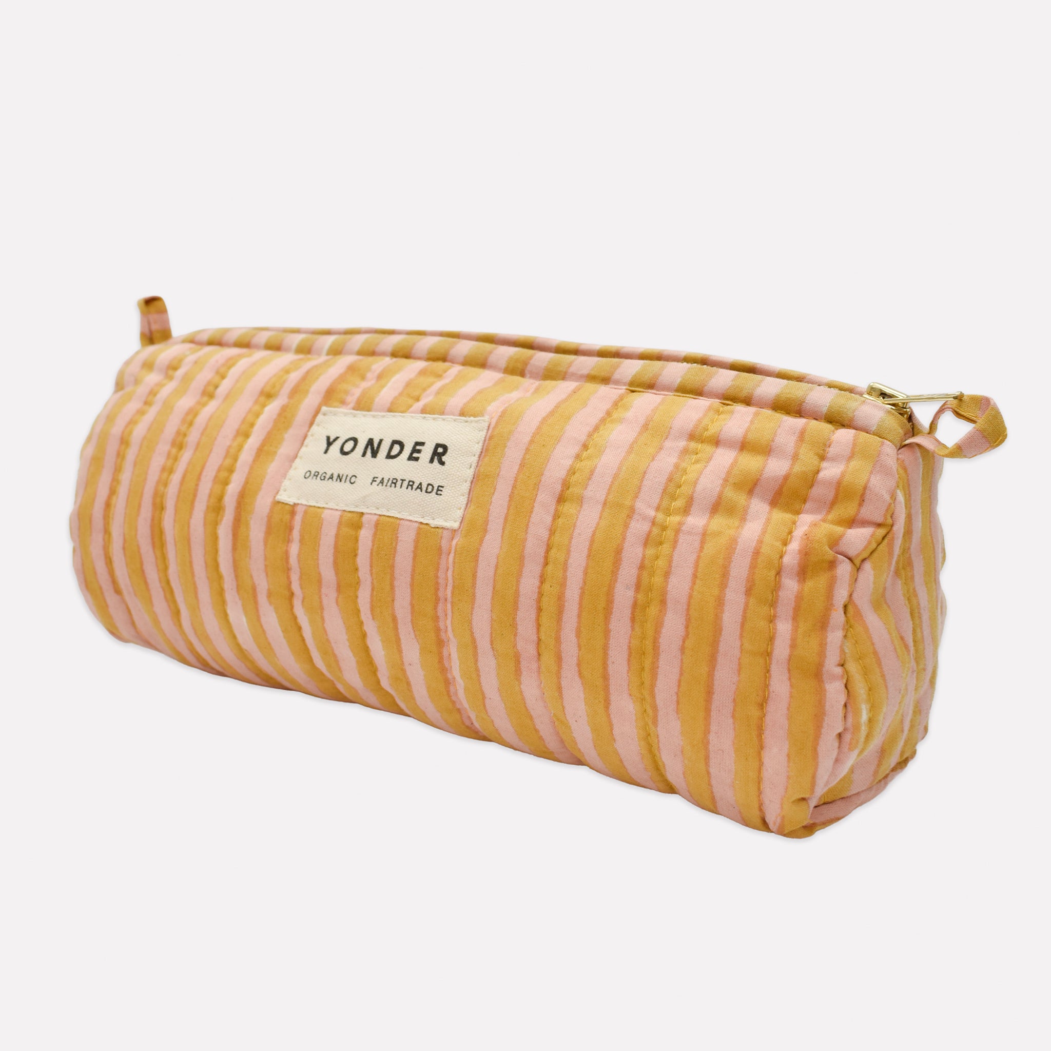Quilted Barrel Case | Candy Stripe | Biscuit