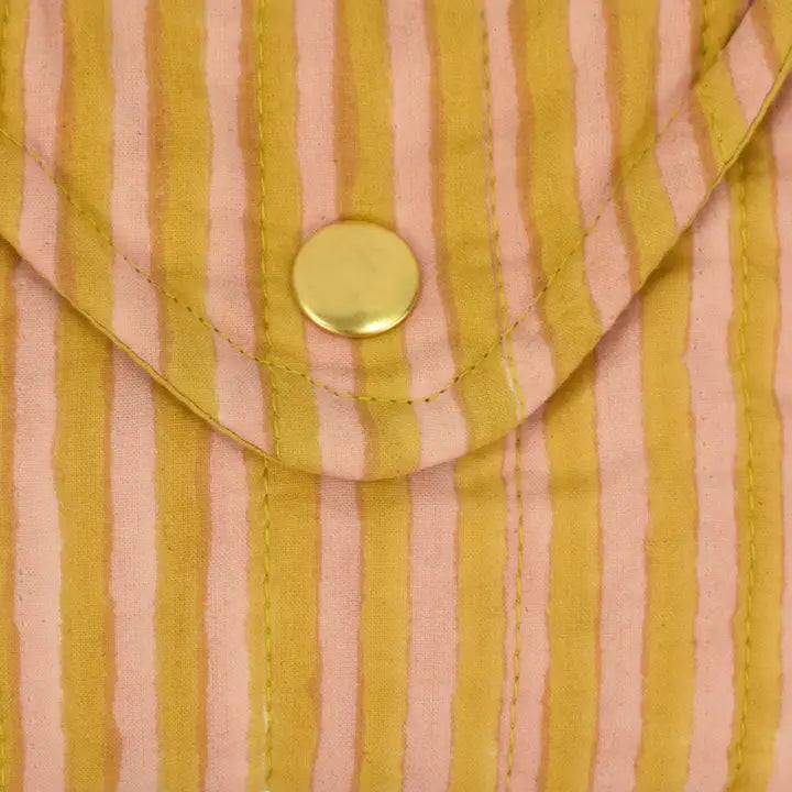 Quilted Popper Purse | Candy Stripe | Biscuit