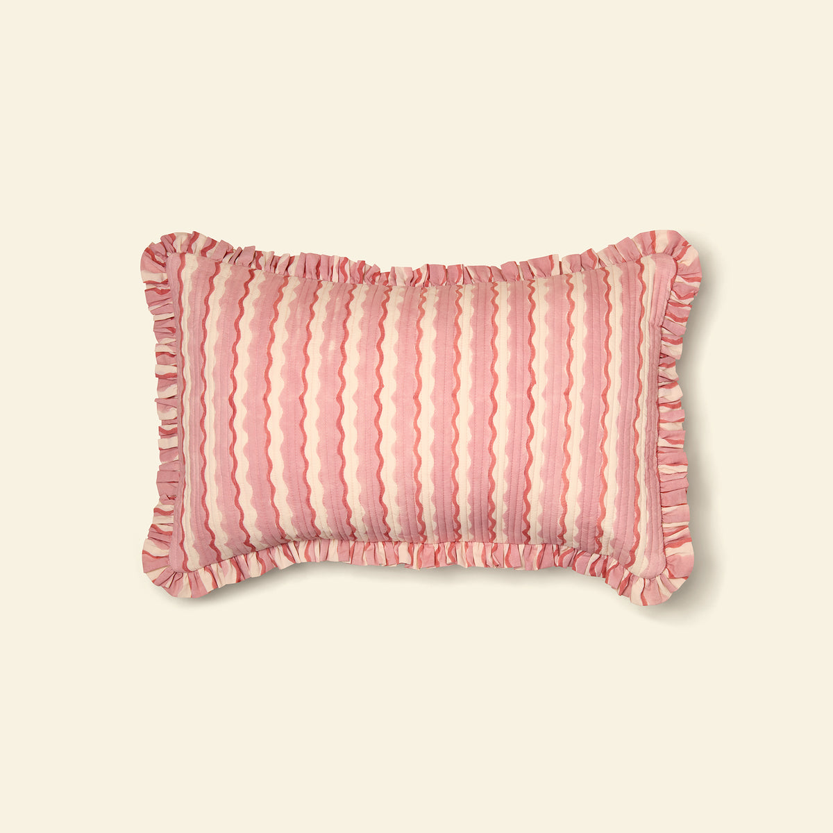 Cotton Quilted Frill Cushion Cover | Wiggle | Floss | Medium
