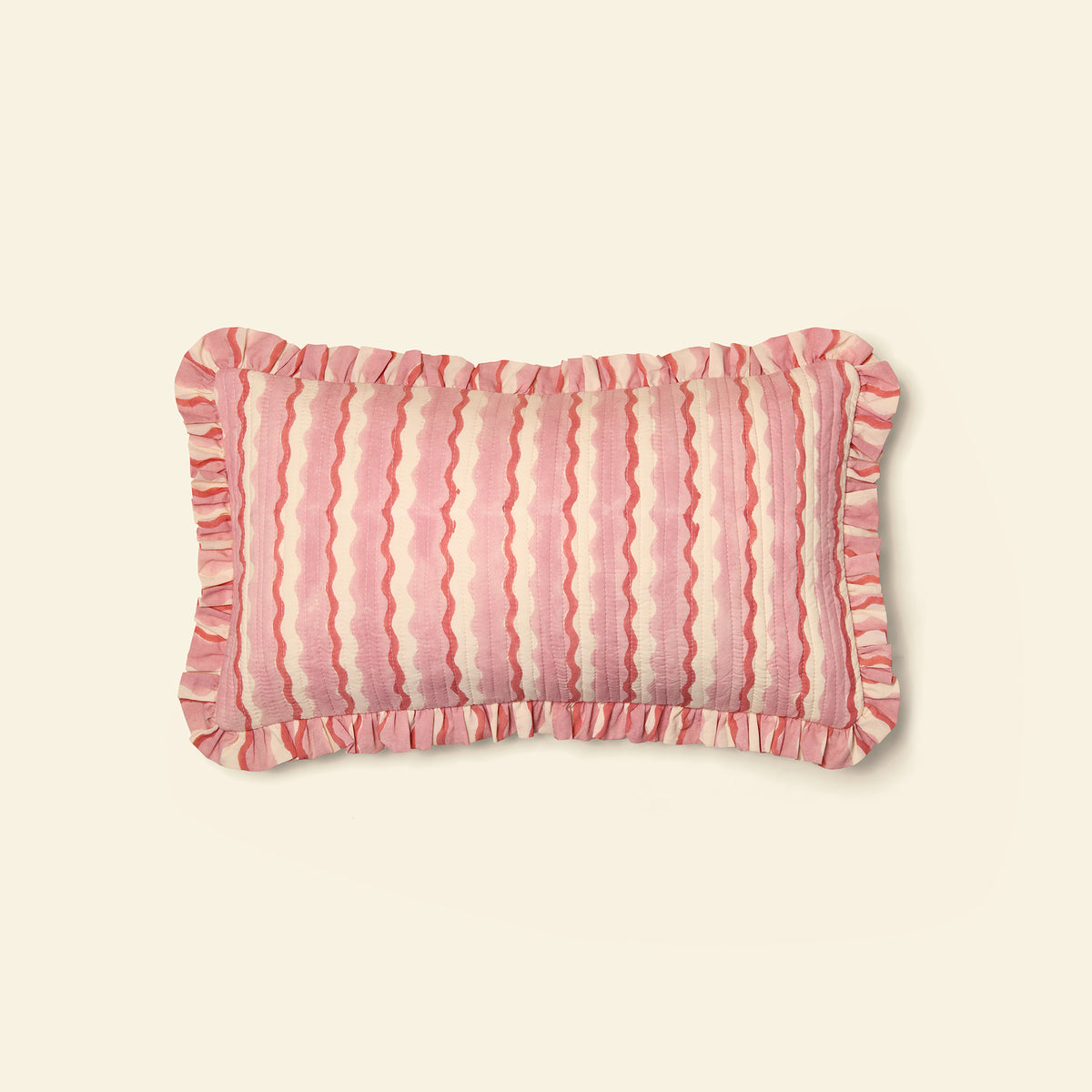 Cotton Quilted Frill Cushion Cover | Wiggle | Floss | Small