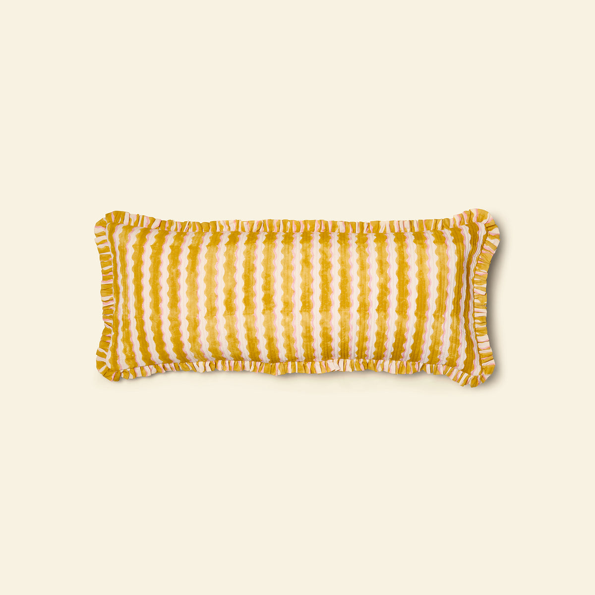 Cotton Quilted Frill Cushion Cover | Wiggle | Honey | Bolster