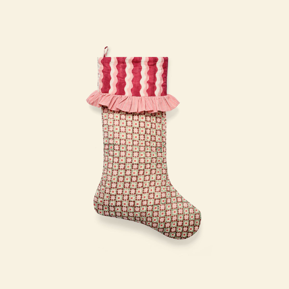 Quilted Christmas Stocking | Pinwheel | Choc Chip