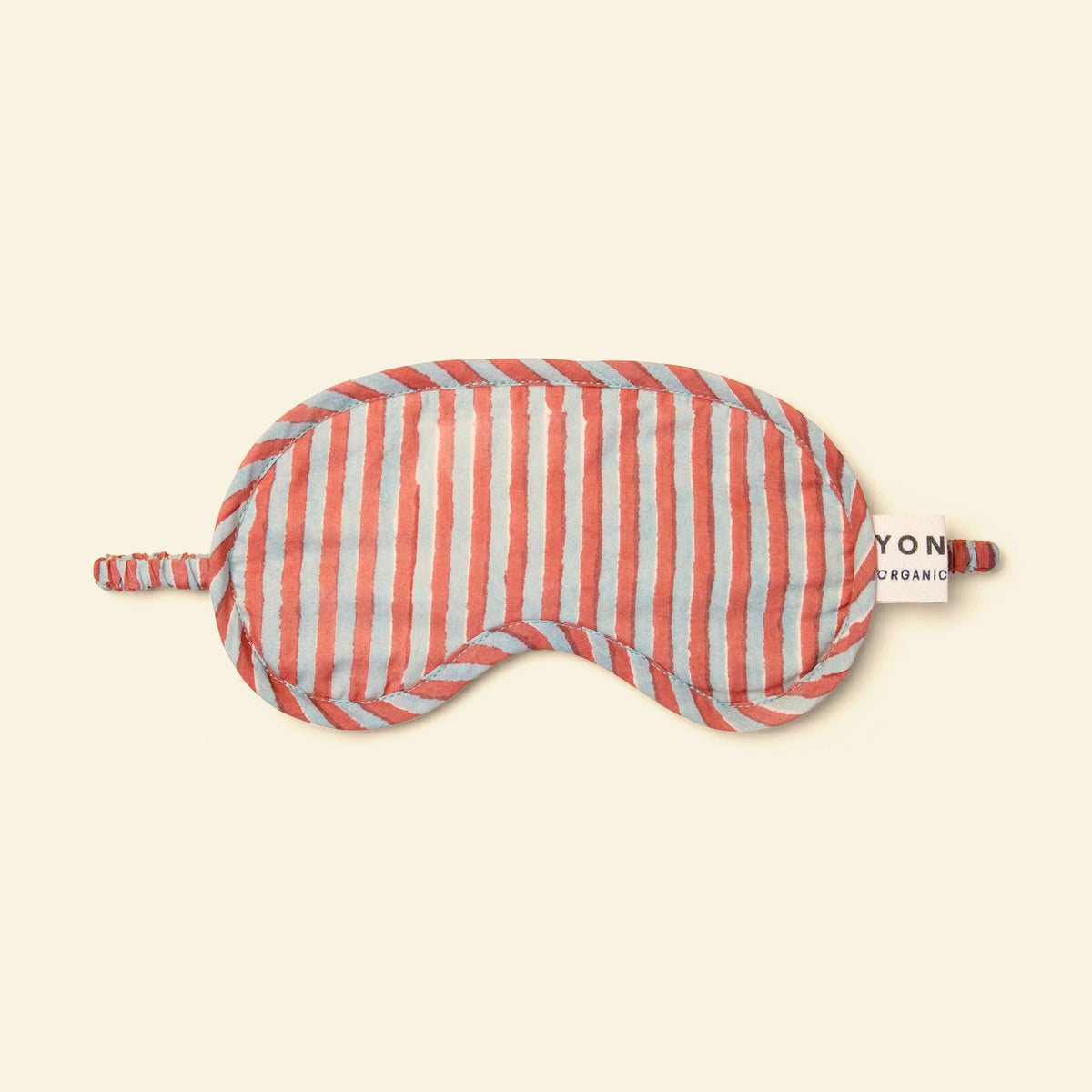 Yonder organic cotton eye mask in candy stripe humbug, hand block-printed in Jaipur