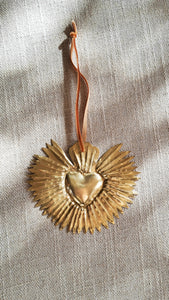 Handcut Brass Decoration | Flaming Heart