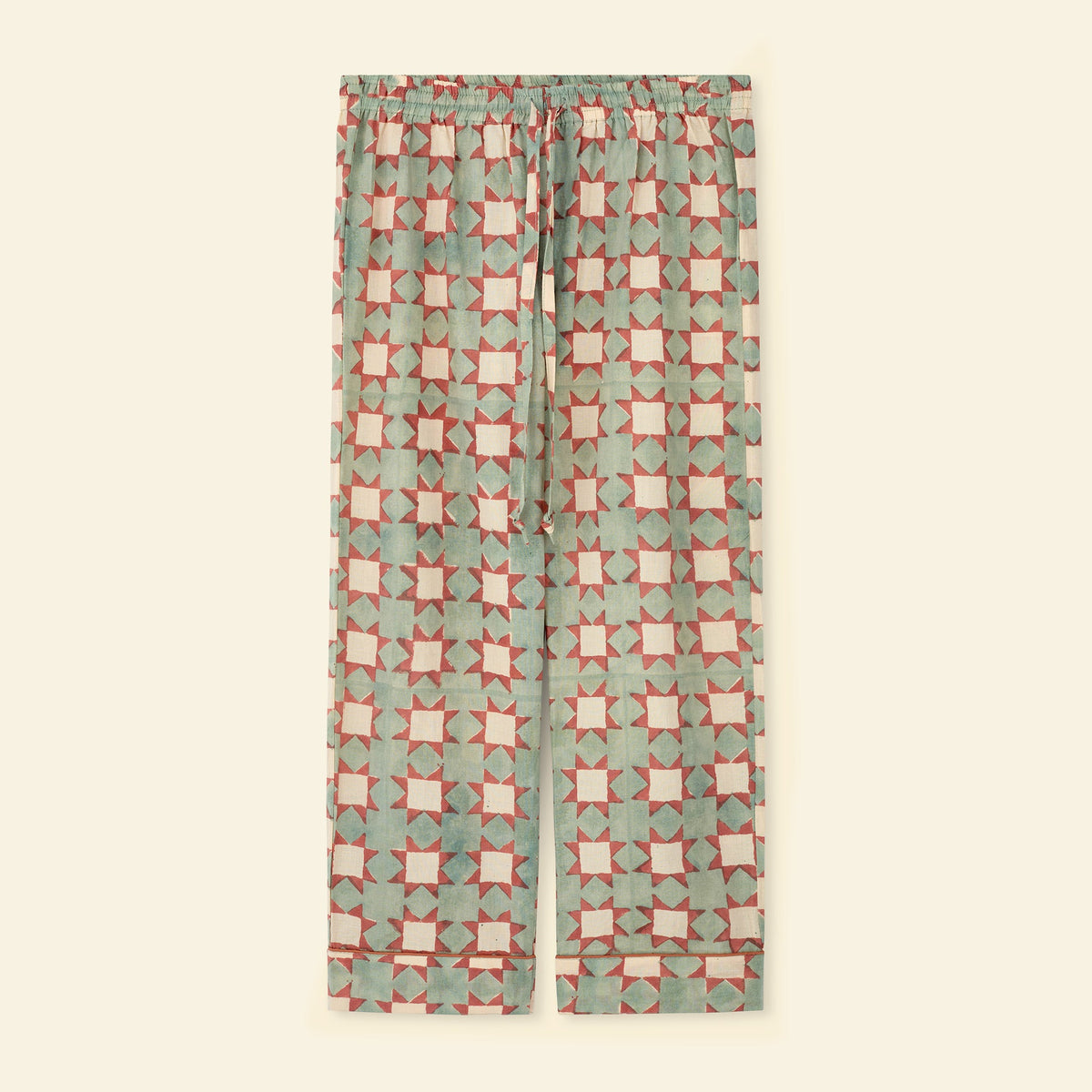 Yonder unisex kids' pyjama set in carousel cloud, hand block-printed in Jaipur