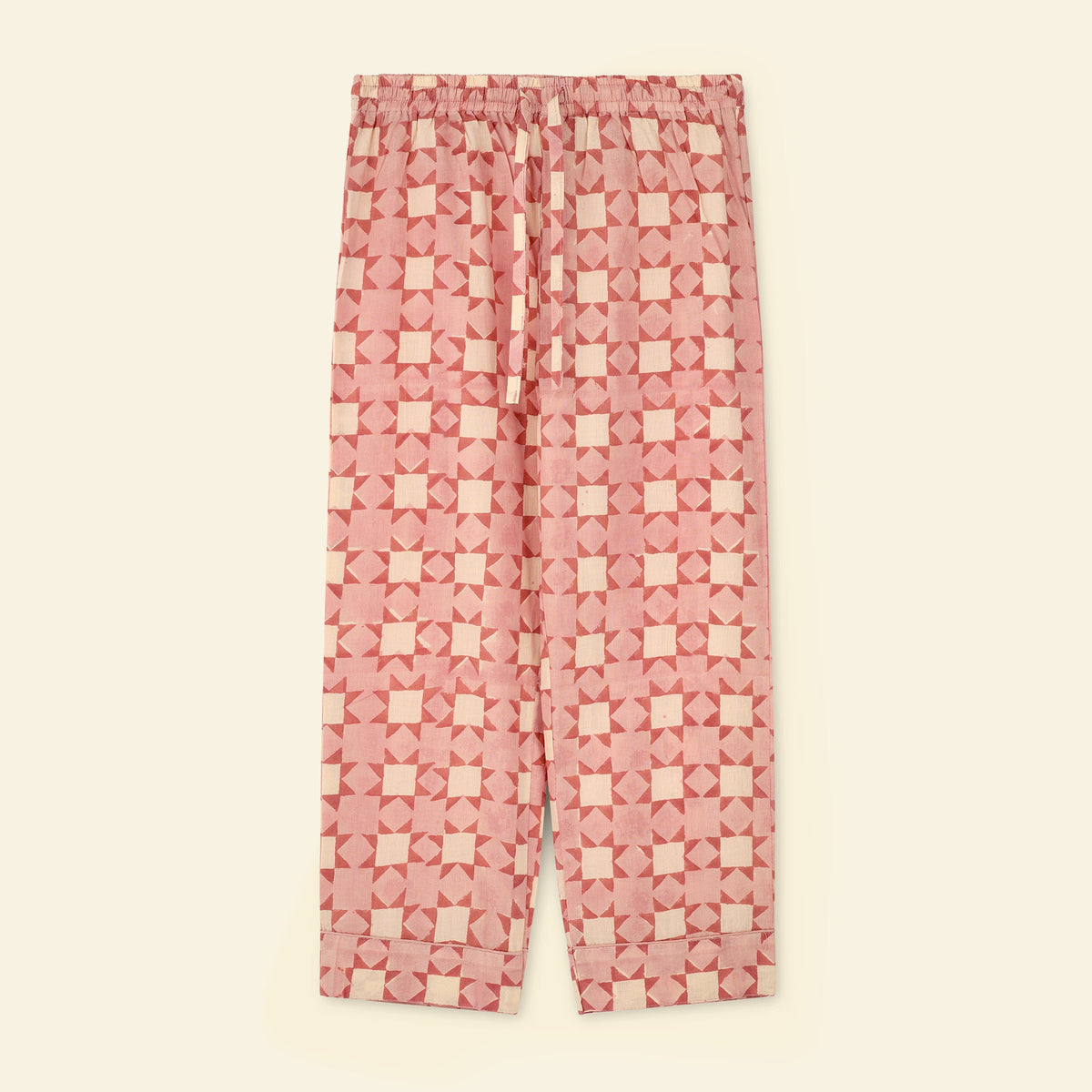 Yonder kids' frill pyjama set in carousel floss, hand block-printed in Jaipur