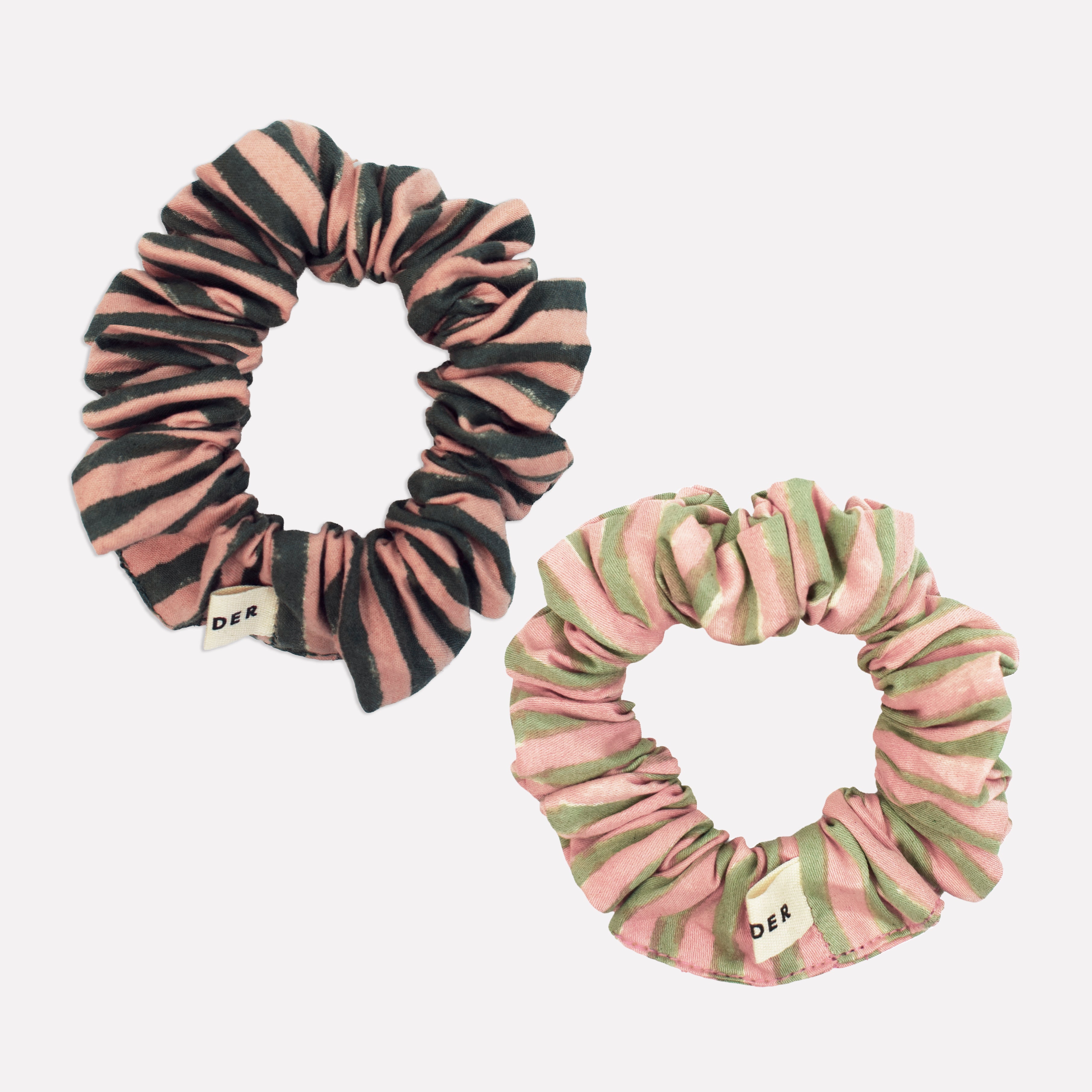 Cotton Mini Scrunchie Duo | Green Mix