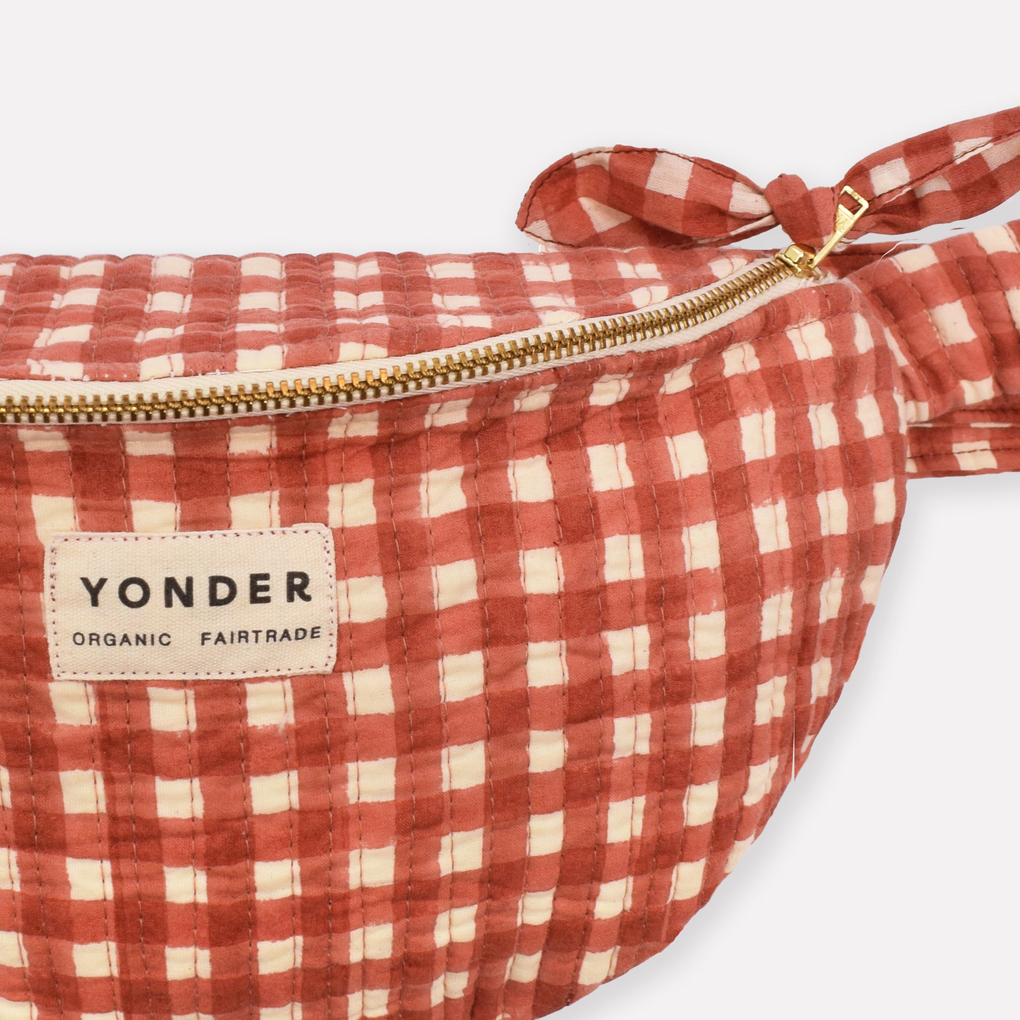 Cotton Quilted Bumbag | Gingham | Ginger