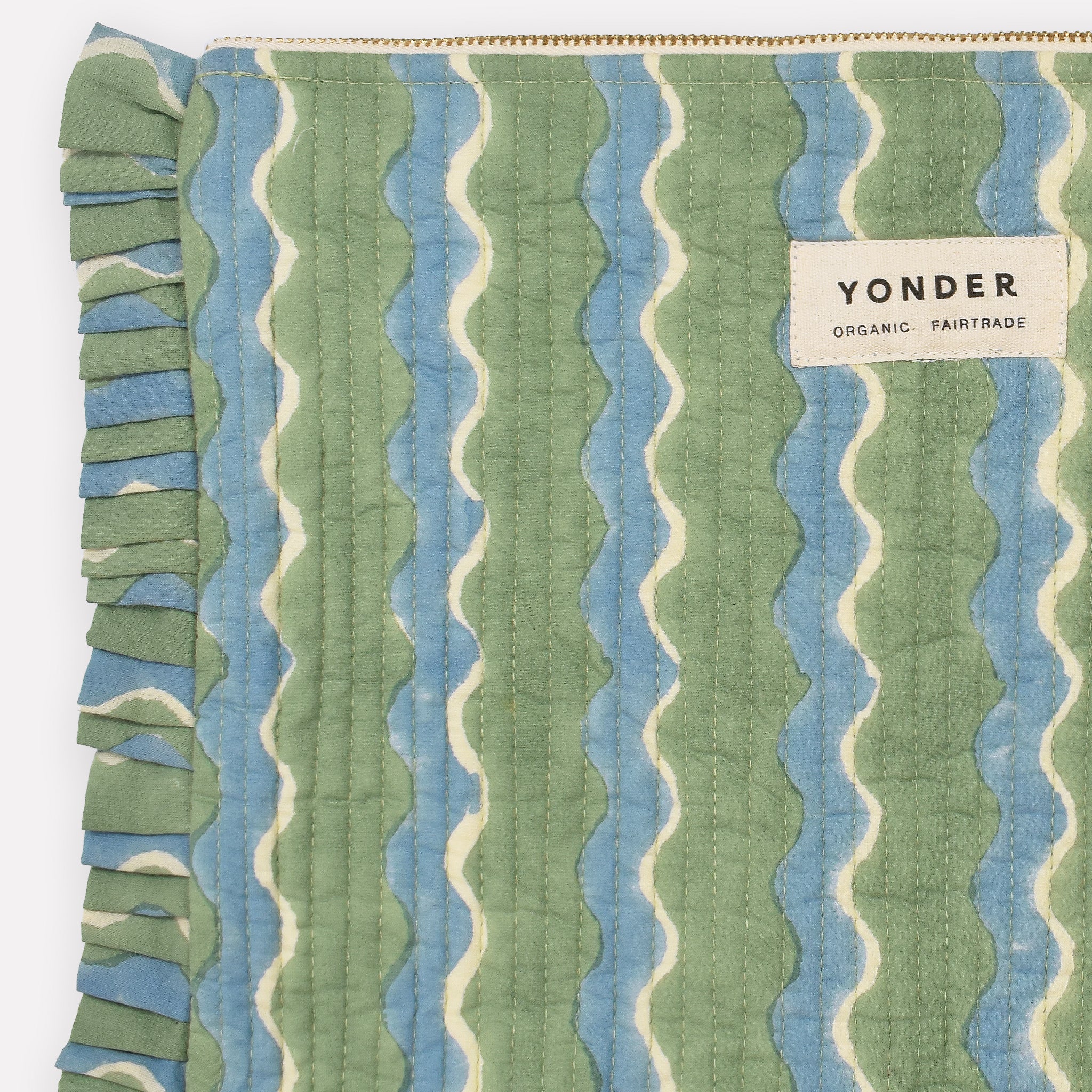 Quilted Frill Pouch | Whirly | Sage