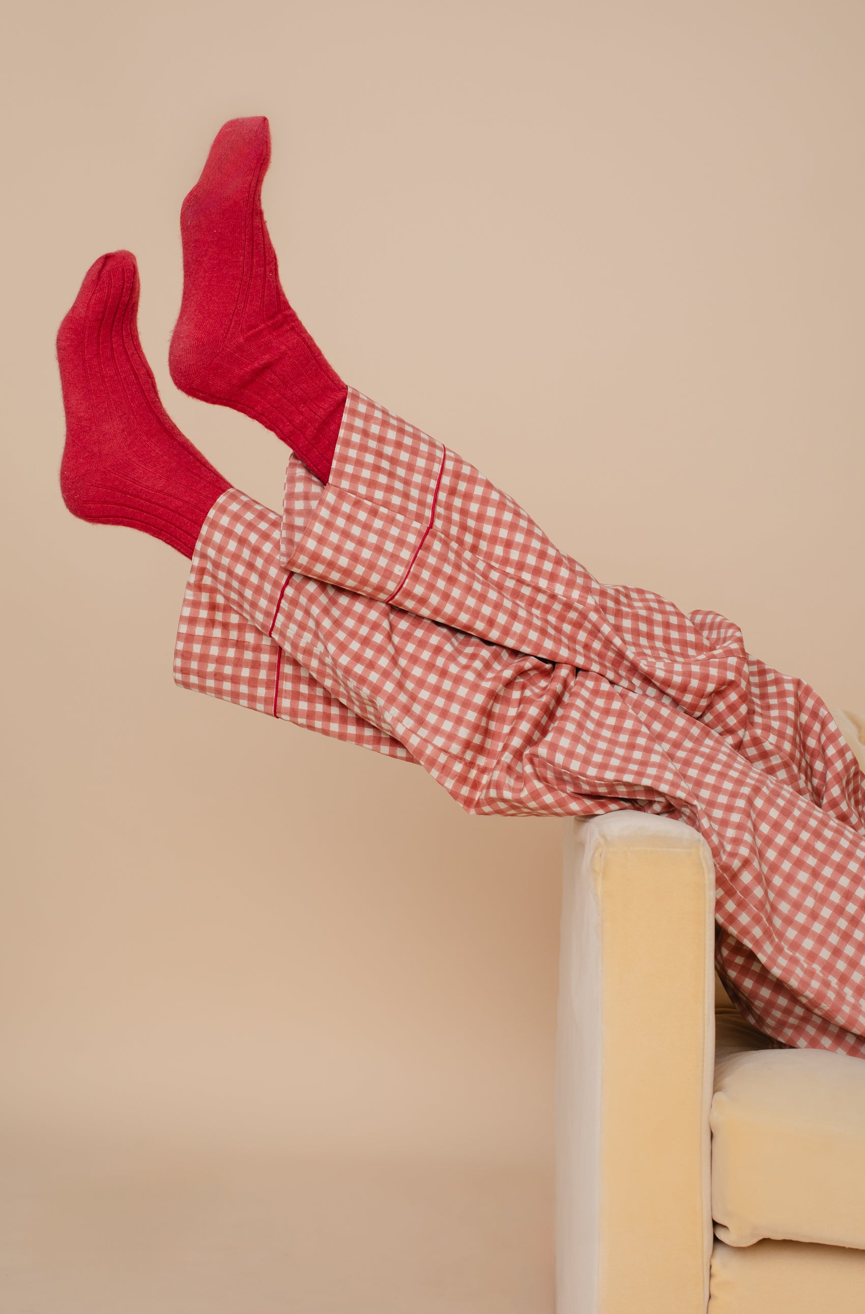 Women's Frill Pyjama Set | Gingham | Ginger