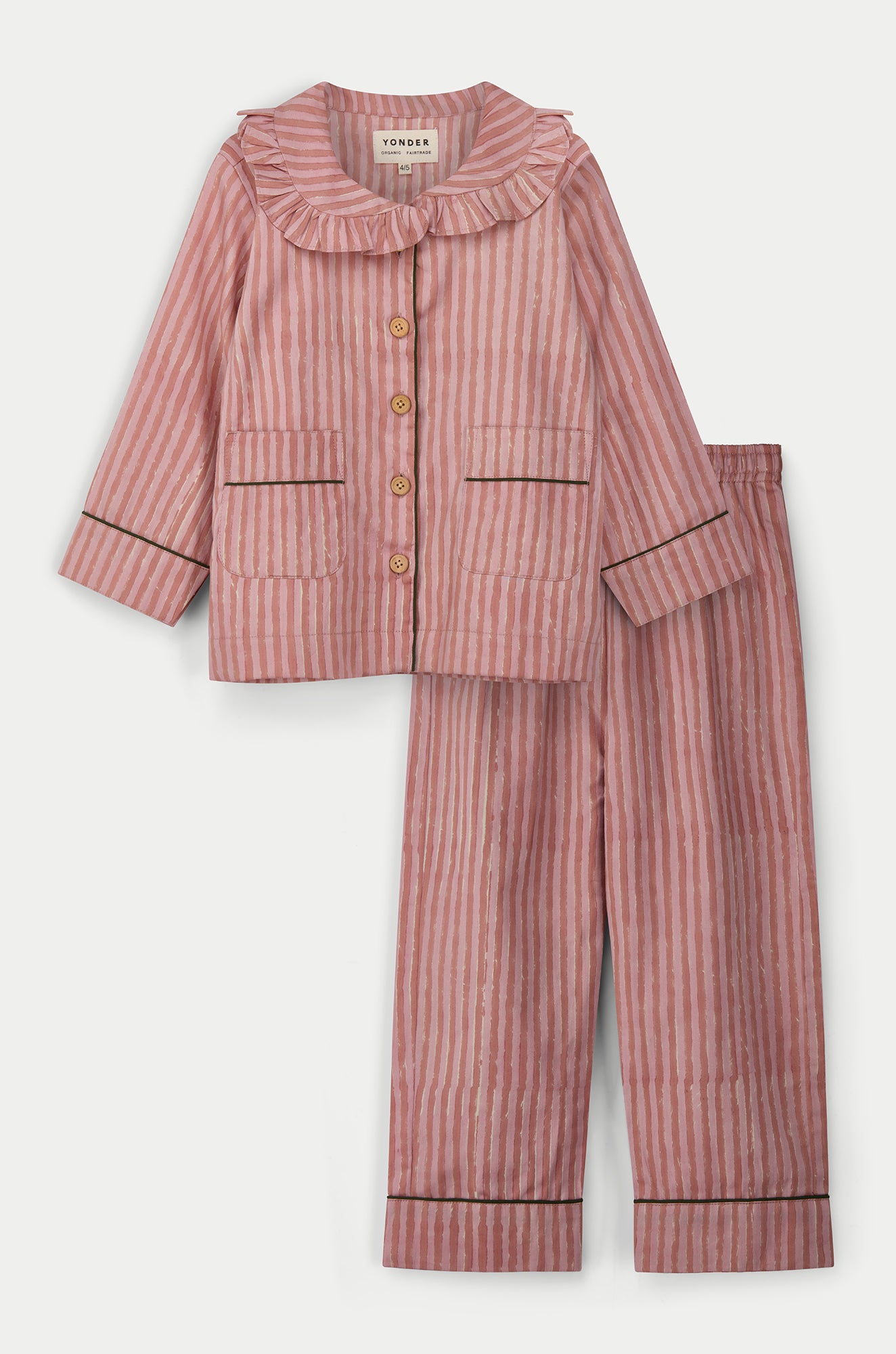 Kids Frill Pyjama Set | Candy Stripe | Rhubarb